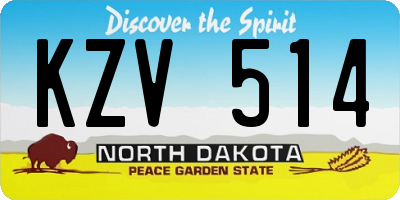 ND license plate KZV514