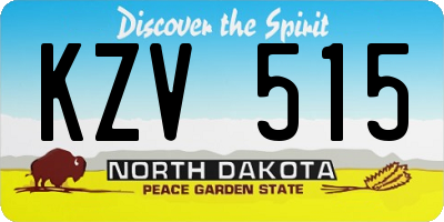 ND license plate KZV515