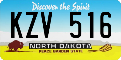 ND license plate KZV516