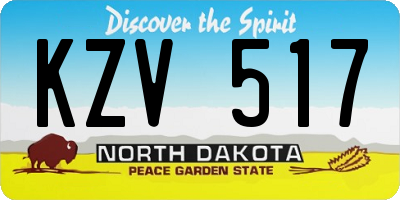 ND license plate KZV517