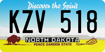 ND license plate KZV518