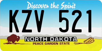 ND license plate KZV521