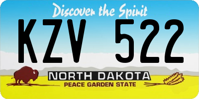 ND license plate KZV522