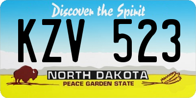 ND license plate KZV523