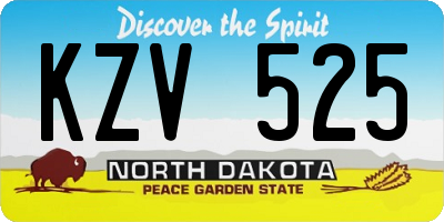 ND license plate KZV525