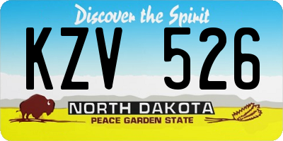 ND license plate KZV526