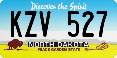 ND license plate KZV527