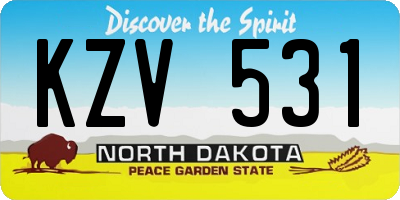 ND license plate KZV531
