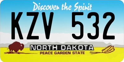 ND license plate KZV532