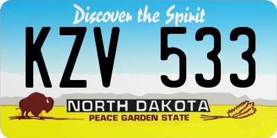 ND license plate KZV533