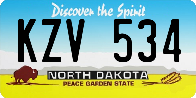 ND license plate KZV534