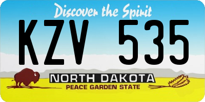 ND license plate KZV535