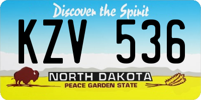 ND license plate KZV536