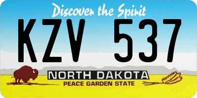 ND license plate KZV537