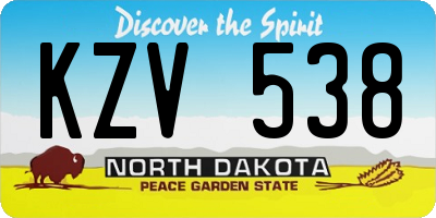 ND license plate KZV538