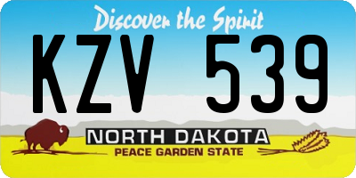 ND license plate KZV539