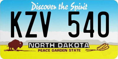 ND license plate KZV540