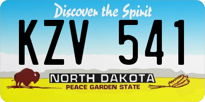 ND license plate KZV541