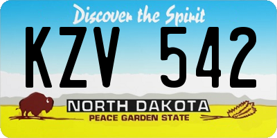 ND license plate KZV542