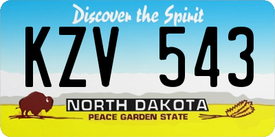 ND license plate KZV543