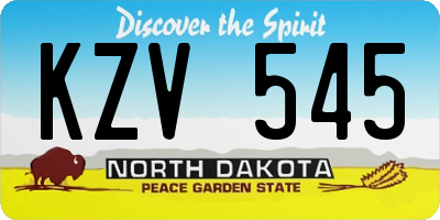 ND license plate KZV545