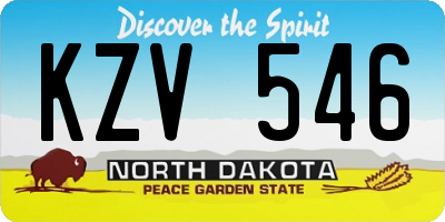 ND license plate KZV546