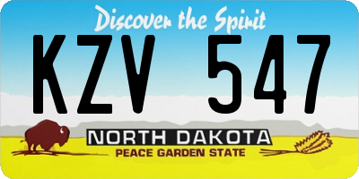 ND license plate KZV547