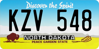 ND license plate KZV548