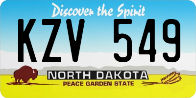 ND license plate KZV549