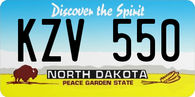 ND license plate KZV550