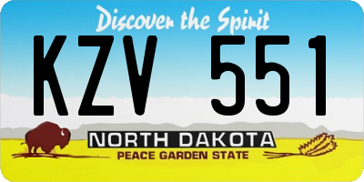 ND license plate KZV551