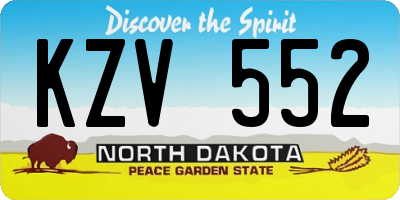 ND license plate KZV552