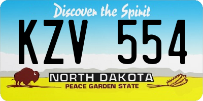 ND license plate KZV554
