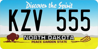 ND license plate KZV555