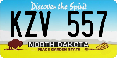 ND license plate KZV557