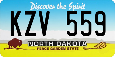 ND license plate KZV559