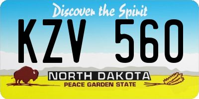 ND license plate KZV560