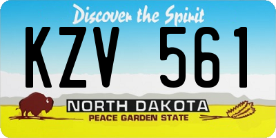 ND license plate KZV561