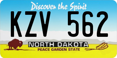 ND license plate KZV562