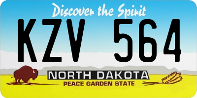 ND license plate KZV564