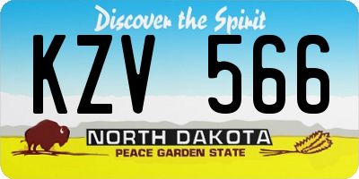 ND license plate KZV566