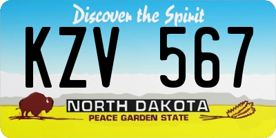 ND license plate KZV567
