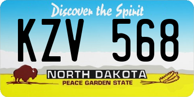 ND license plate KZV568