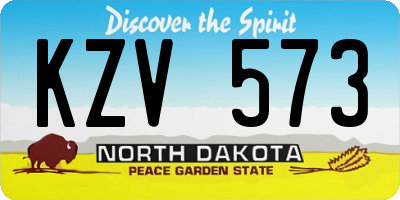 ND license plate KZV573