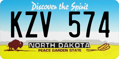 ND license plate KZV574