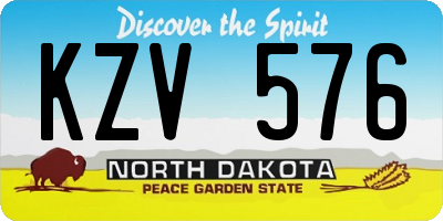 ND license plate KZV576