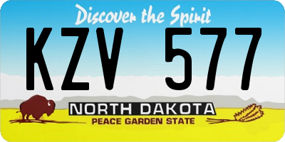 ND license plate KZV577