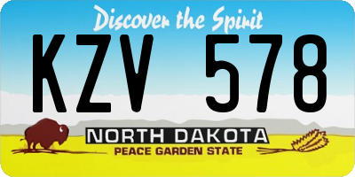 ND license plate KZV578