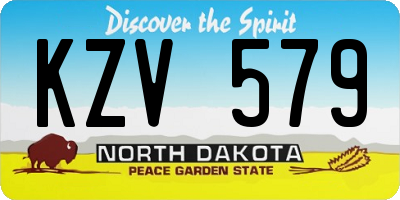 ND license plate KZV579