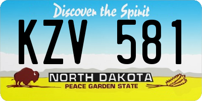 ND license plate KZV581